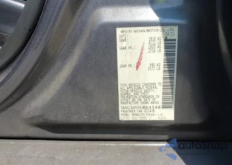 2015 Nissan Altima 2.5 Sl z USA, uszkodzony, nr VIN 1N4AL3AP1FN864548